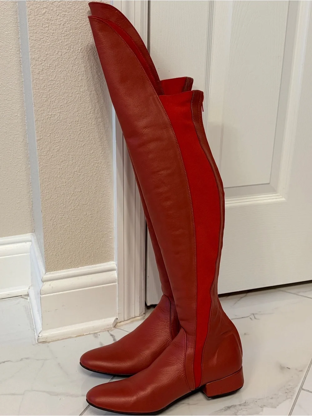 Red Leather Cosplay Supergirl Boots